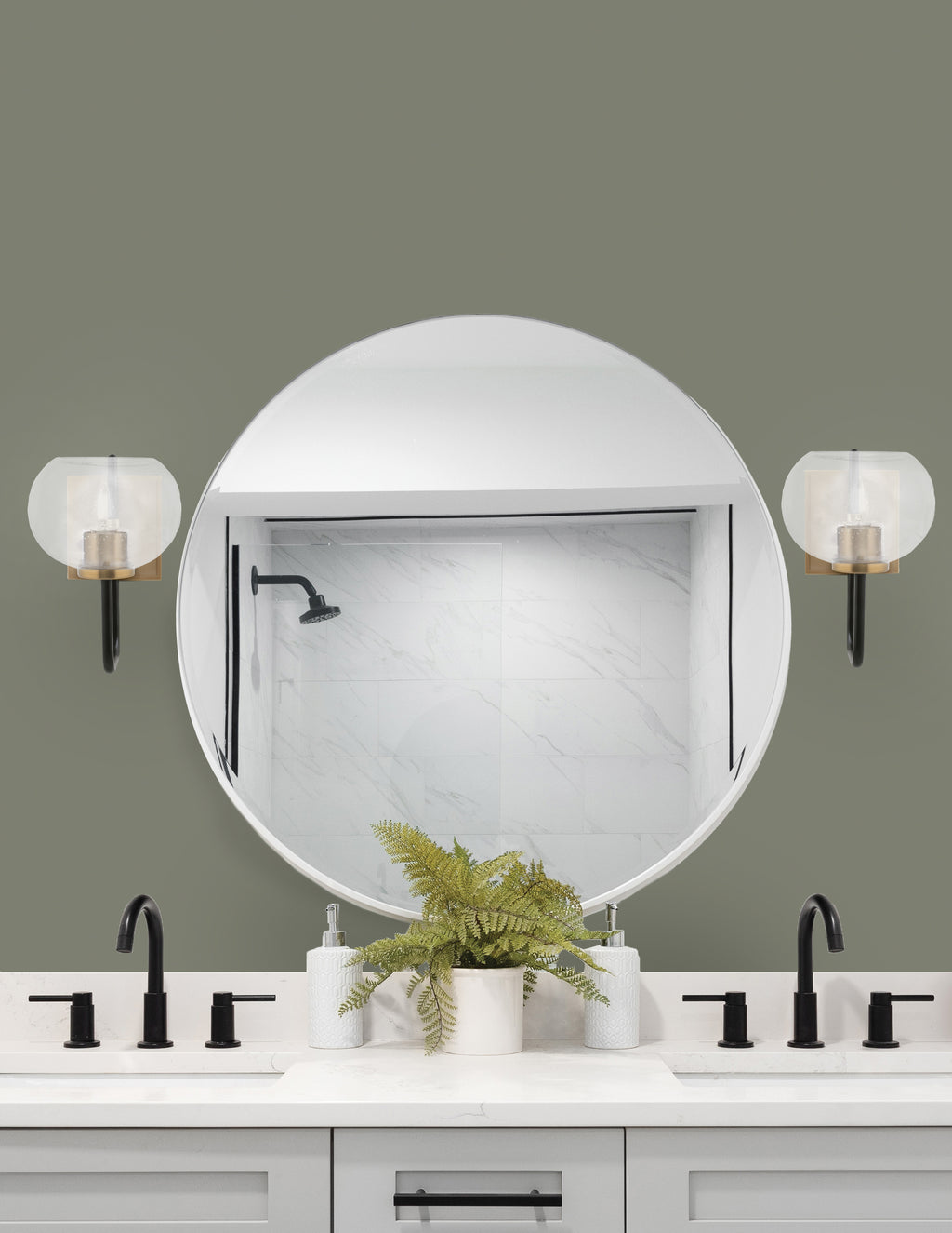 Sandia One Light Wall Sconce in Matte Black & New Age Brass with Clear Bubble Shade