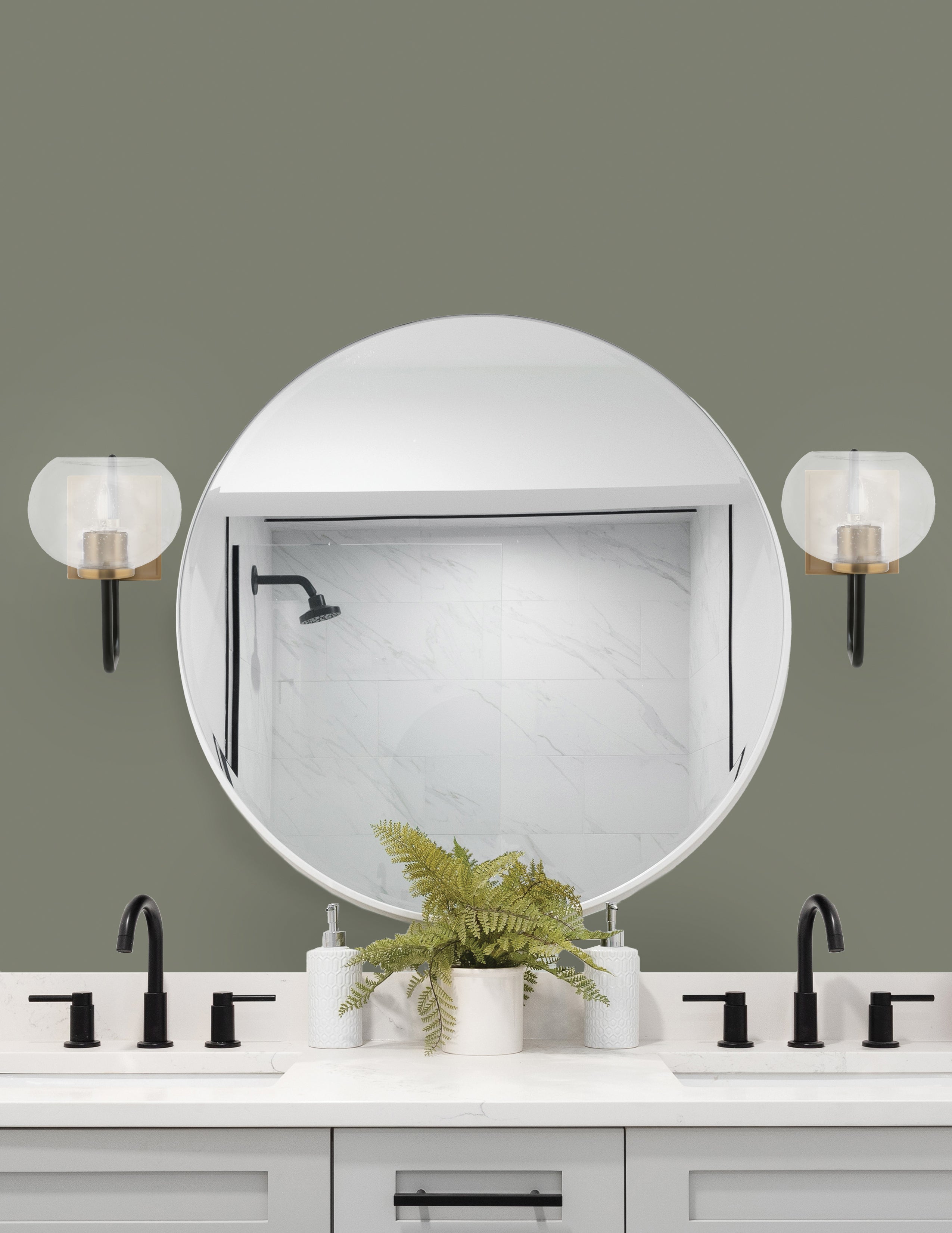 Sandia One Light Wall Sconce in Matte Black & New Age Brass with Clear Bubble Shade