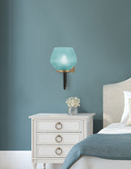 Sandia One Light Wall Sconce in Matte Black & New Age Brass with Turquoise Textured Shade