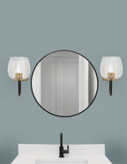 Sandia One Light Wall Sconce in Matte Black & New Age Brass with Clear Bubble Shade
