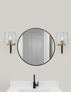 Sandia One Light Wall Sconce in Matte Black & New Age Brass with Smoke Bubble Shade
