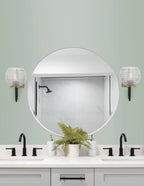 Sandia One Light Wall Sconce in Matte Black & New Age Brass with Clear Ribbed Shade