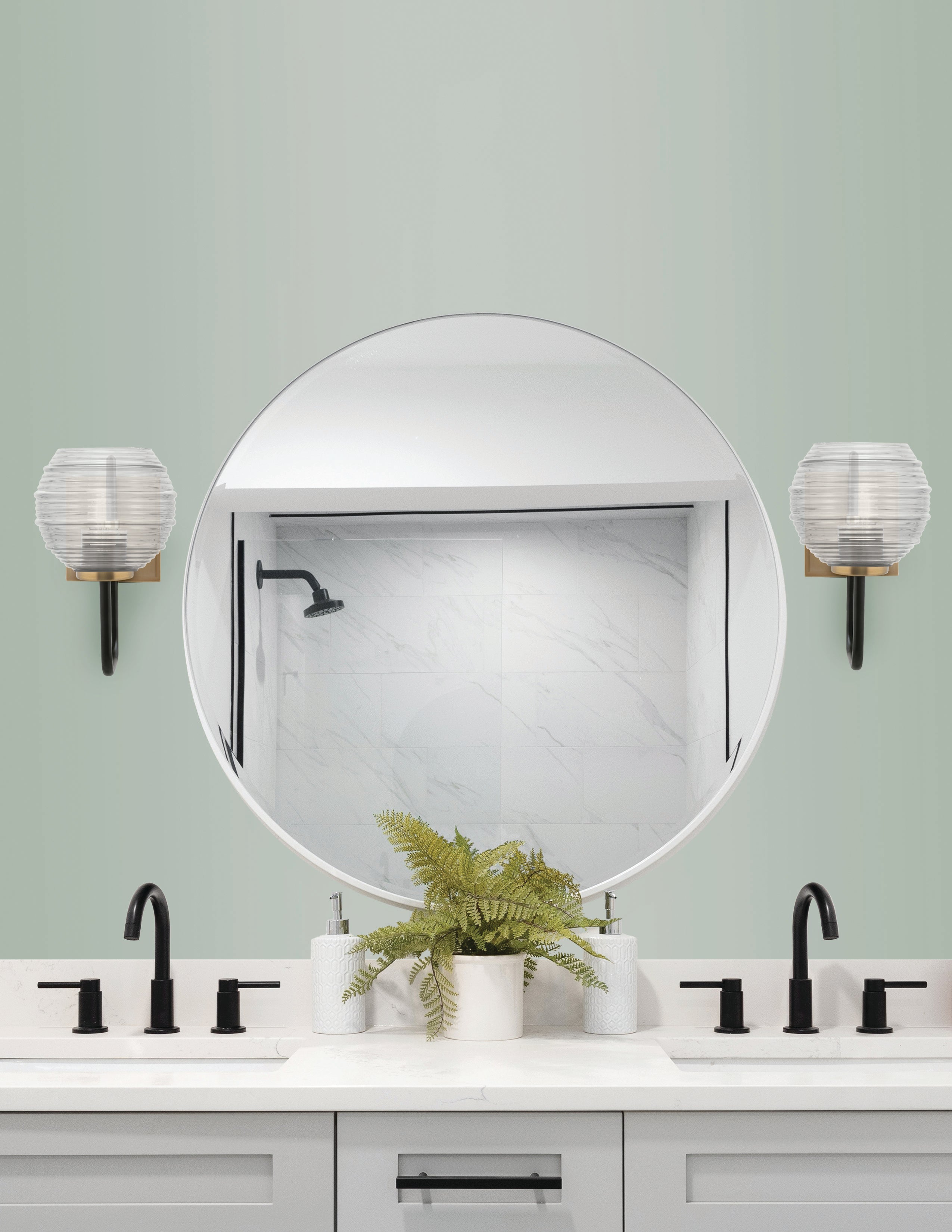 Sandia One Light Wall Sconce in Matte Black & New Age Brass with Clear Ribbed Shade
