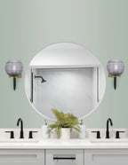 Sandia One Light Wall Sconce in Matte Black & New Age Brass with Smoke Ribbed Shade