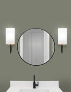 Sandia One Light Wall Sconce in Matte Black & New Age Brass with White Marble Shade