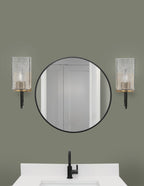 Sandia One Light Wall Sconce in Matte Black & New Age Brass with Smoke Bubble Shade