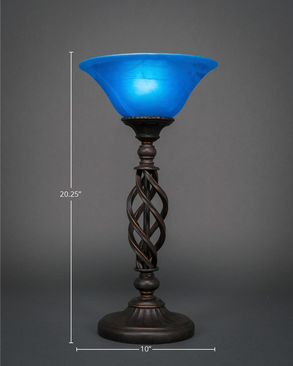 Eleganté One Light Table Lamp in Dark Granite with 10" Blue Italian Shade