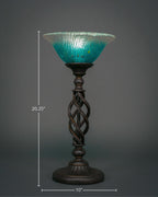 Eleganté One Light Table Lamp in Dark Granite with 10" Teal Crystal Shade