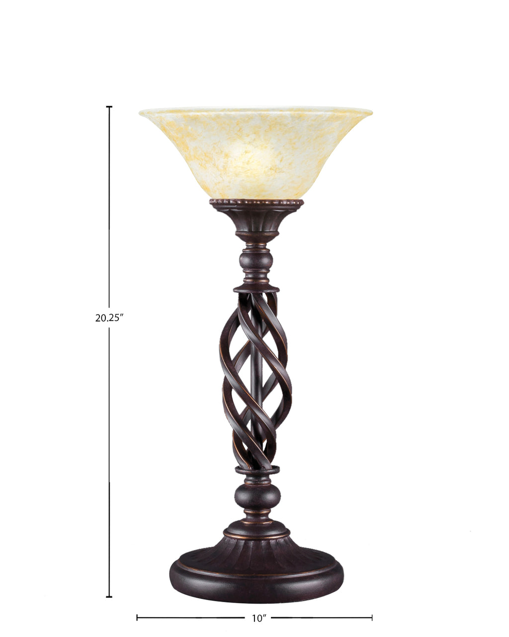 Eleganté One Light Table Lamp in Dark Granite with 10" Amber Marble Shade