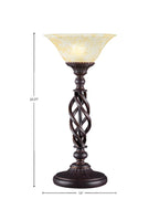 Eleganté One Light Table Lamp in Dark Granite with 10" Amber Marble Shade