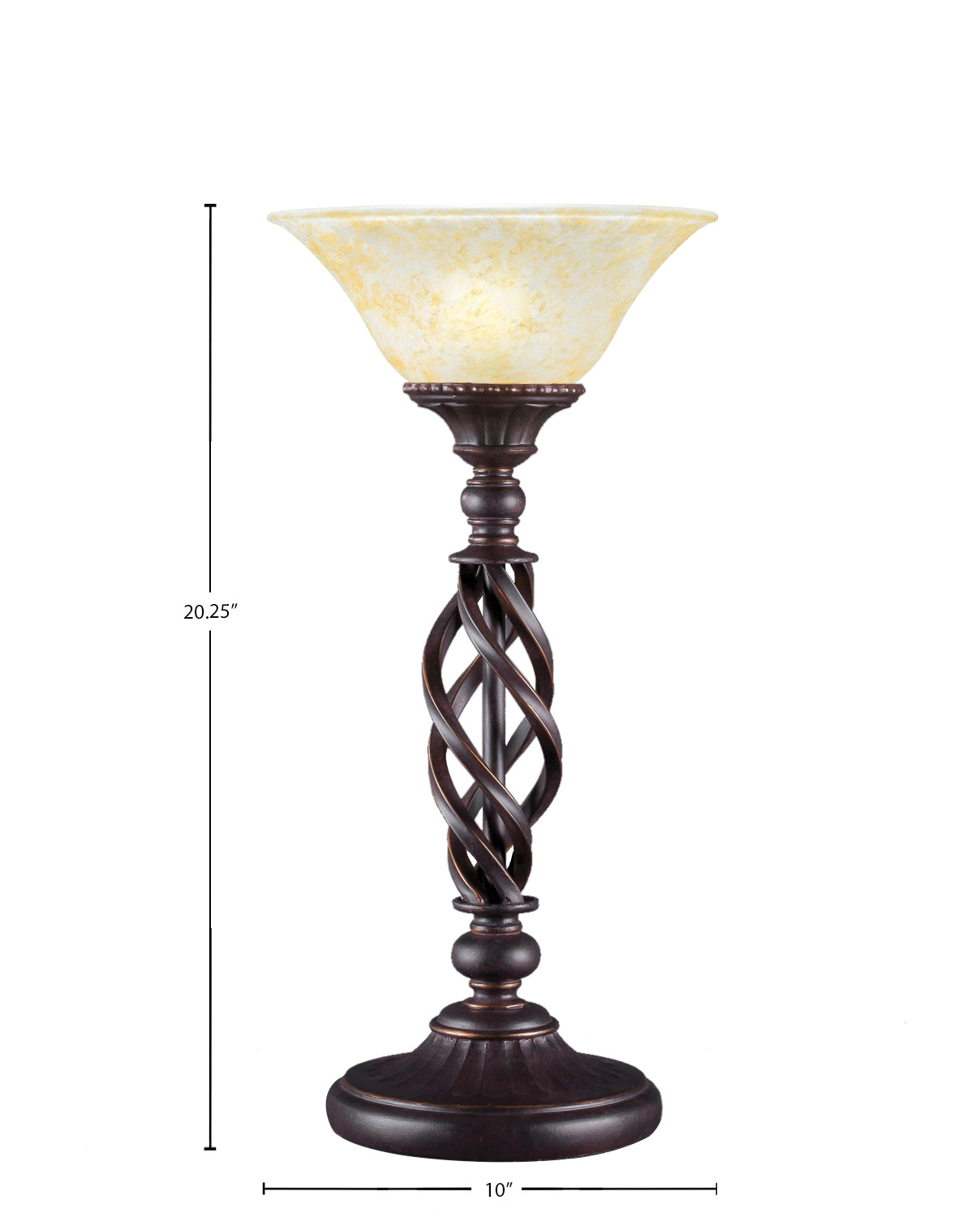 Eleganté One Light Table Lamp in Dark Granite with 10" Amber Marble Shade