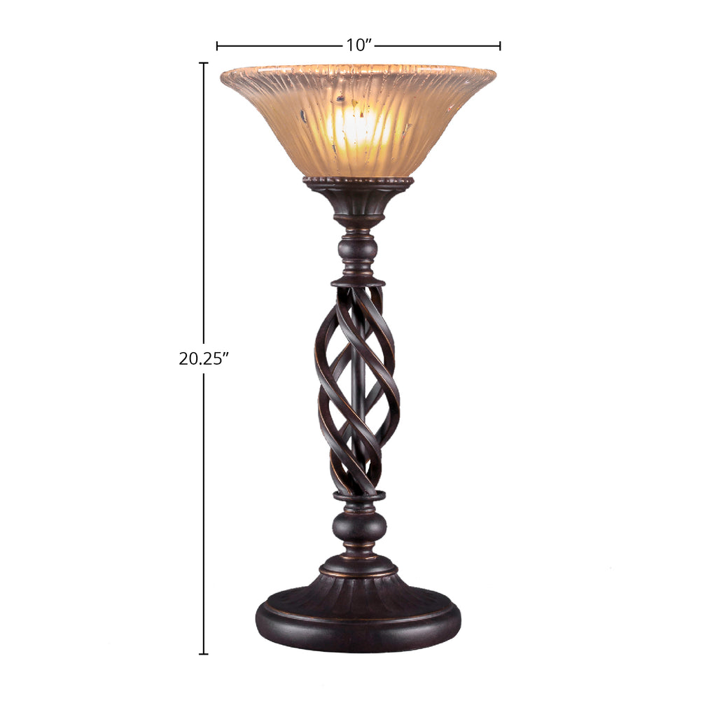 Eleganté One Light Table Lamp in Dark Granite with 10" Amber Crystal Shade