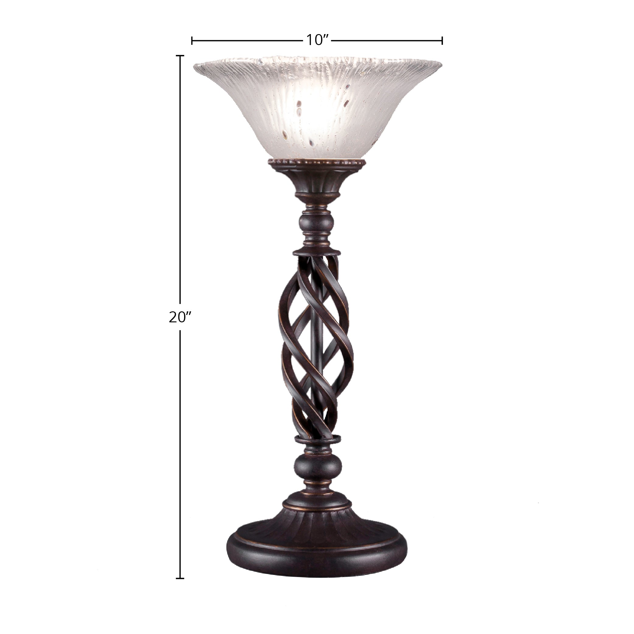 Eleganté One Light Table Lamp in Dark Granite with 10" Frosted Crystal Shade