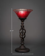 Eleganté One Light Table Lamp in Dark Granite with 10" Raspberry Crystal Shade