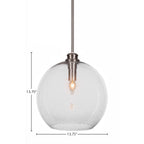 Kimbro One Light Pendant in Brushed Nickel with 13.75" Clear Bubble Shade