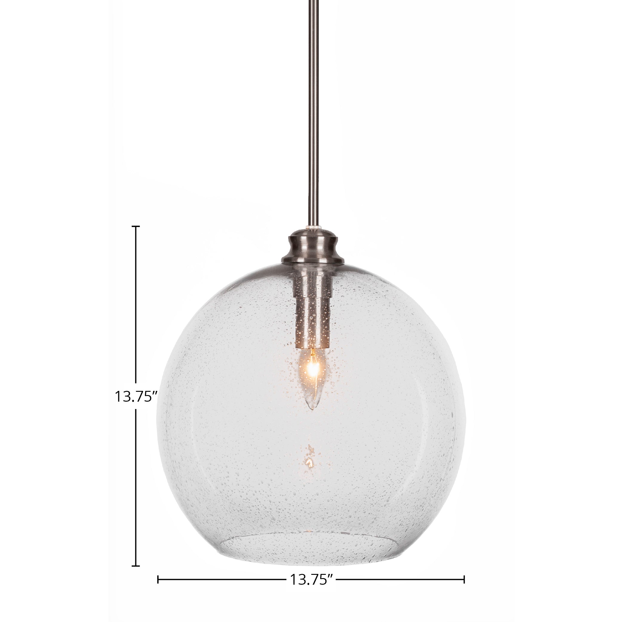 Kimbro One Light Pendant in Brushed Nickel with 13.75" Clear Bubble Shade