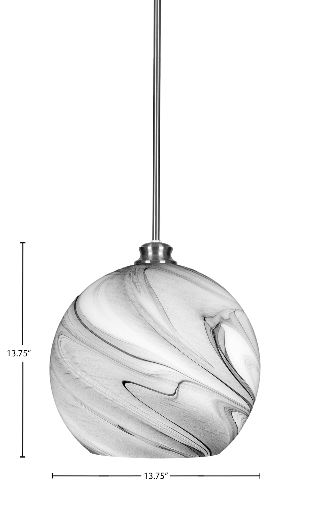 Kimbro One Light Pendant in Brushed Nickel with 13.75" Onyx Swirl Shade