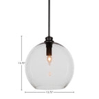 Kimbro One Light Pendant in Matte Black with 13.75" Clear Bubble Shade