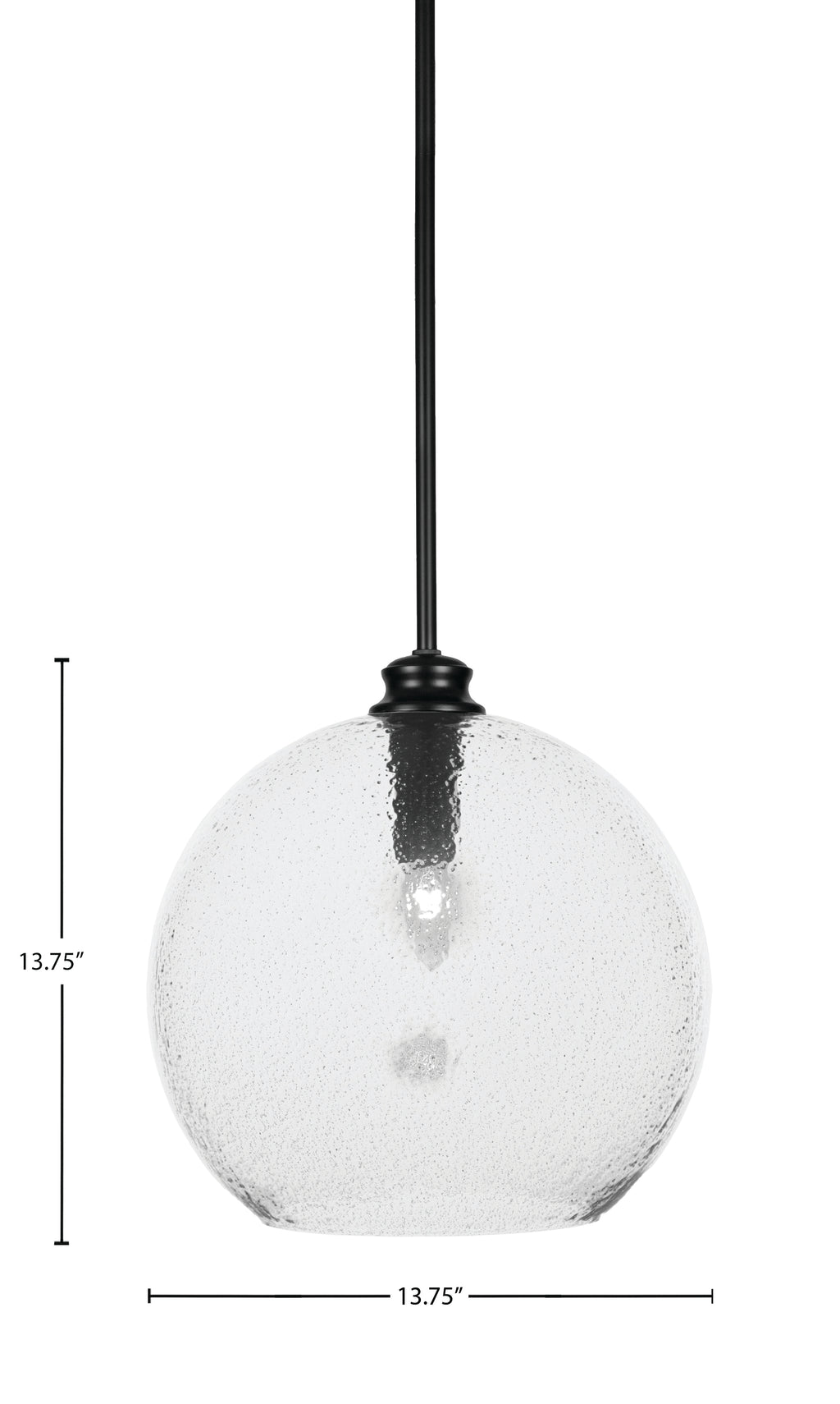 Kimbro One Light Pendant in Matte Black with 13.75" Smoke Bubble Shade