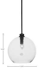 Kimbro One Light Pendant in Matte Black with 13.75" Smoke Bubble Shade