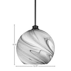 Kimbro One Light Pendant in Matte Black with 13.75" Onyx Swirl Shade