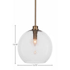 Kimbro One Light Pendant in New Age Brass with 13.75" Clear Bubble Shade