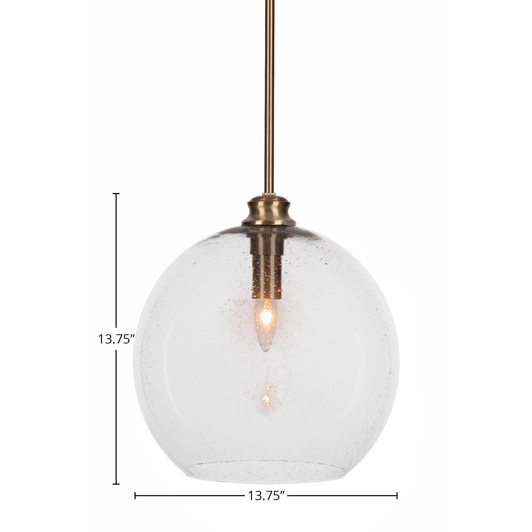 Kimbro One Light Pendant in New Age Brass with 13.75" Clear Bubble Shade