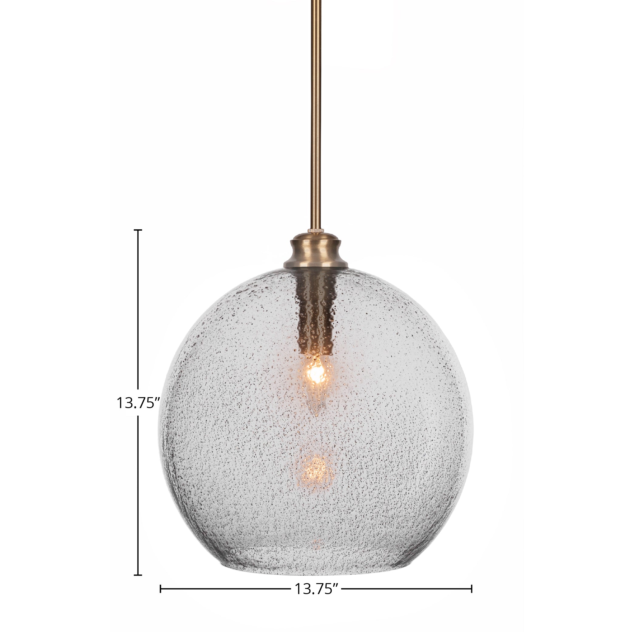 Kimbro One Light Pendant in New Age Brass with 13.75" Smoke Bubble Shade