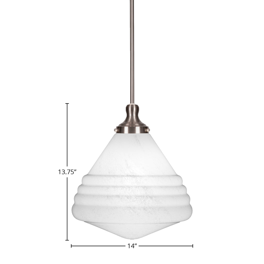 Malena One Light Pendant in New Age Brass with 14" Smoke Ribbed Shade