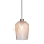 Cordova One Light Pendant in Brushed Nickel with 9" Clear Textured Shade