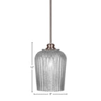 Cordova One Light Pendant in Brushed Nickel with 9" Silver Textured Shade