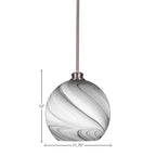 Kimbro One Light Pendant in Brushed Nickel with 11.75" Onyx Swirl Shade