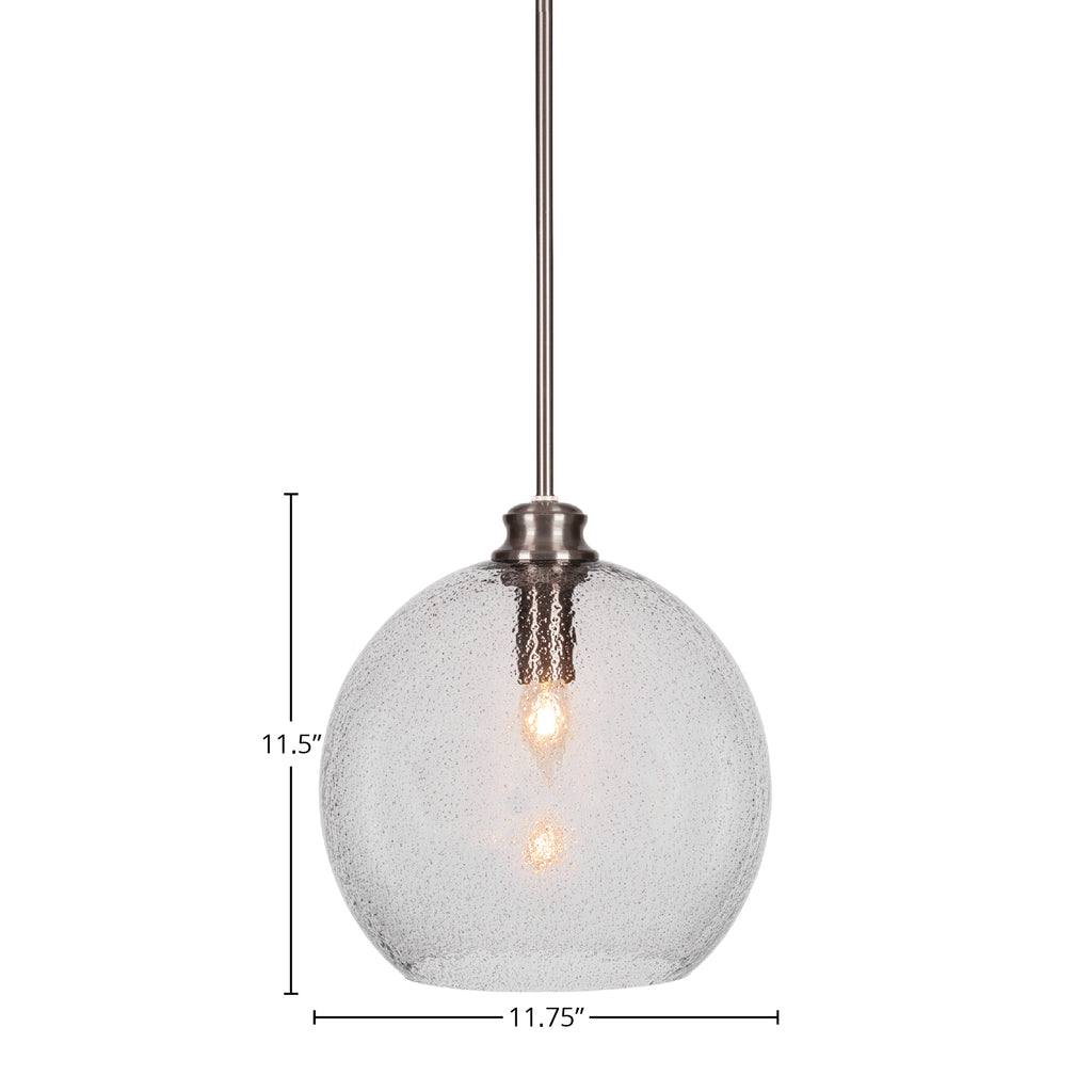 Kimbro One Light Pendant in Brushed Nickel with 11.75" Smoke Bubble Shade