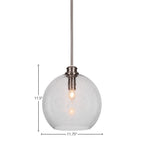 Kimbro One Light Pendant in Brushed Nickel with 11.75" Smoke Bubble Shade