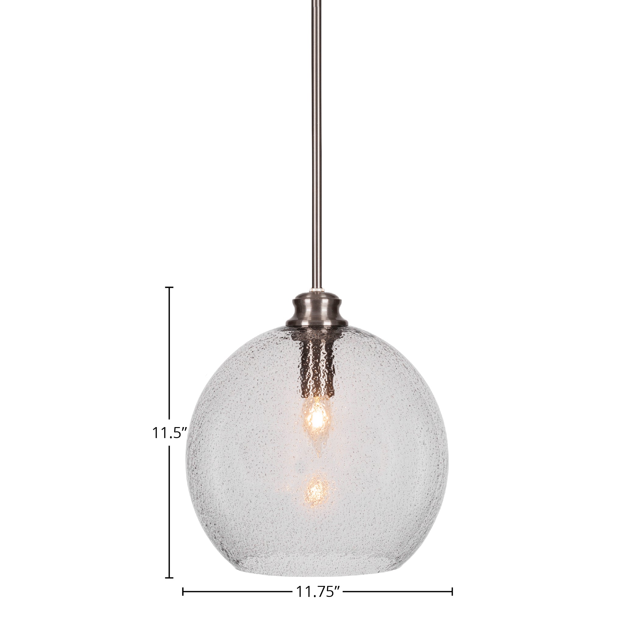 Kimbro One Light Pendant in Brushed Nickel with 11.75" Smoke Bubble Shade