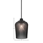 Cordova One Light Pendant in Matte Black with 9" Smoke Textured Shade