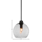 Kimbro One Light Pendant in Matte Black with 9.5" Smoke Bubble Shade