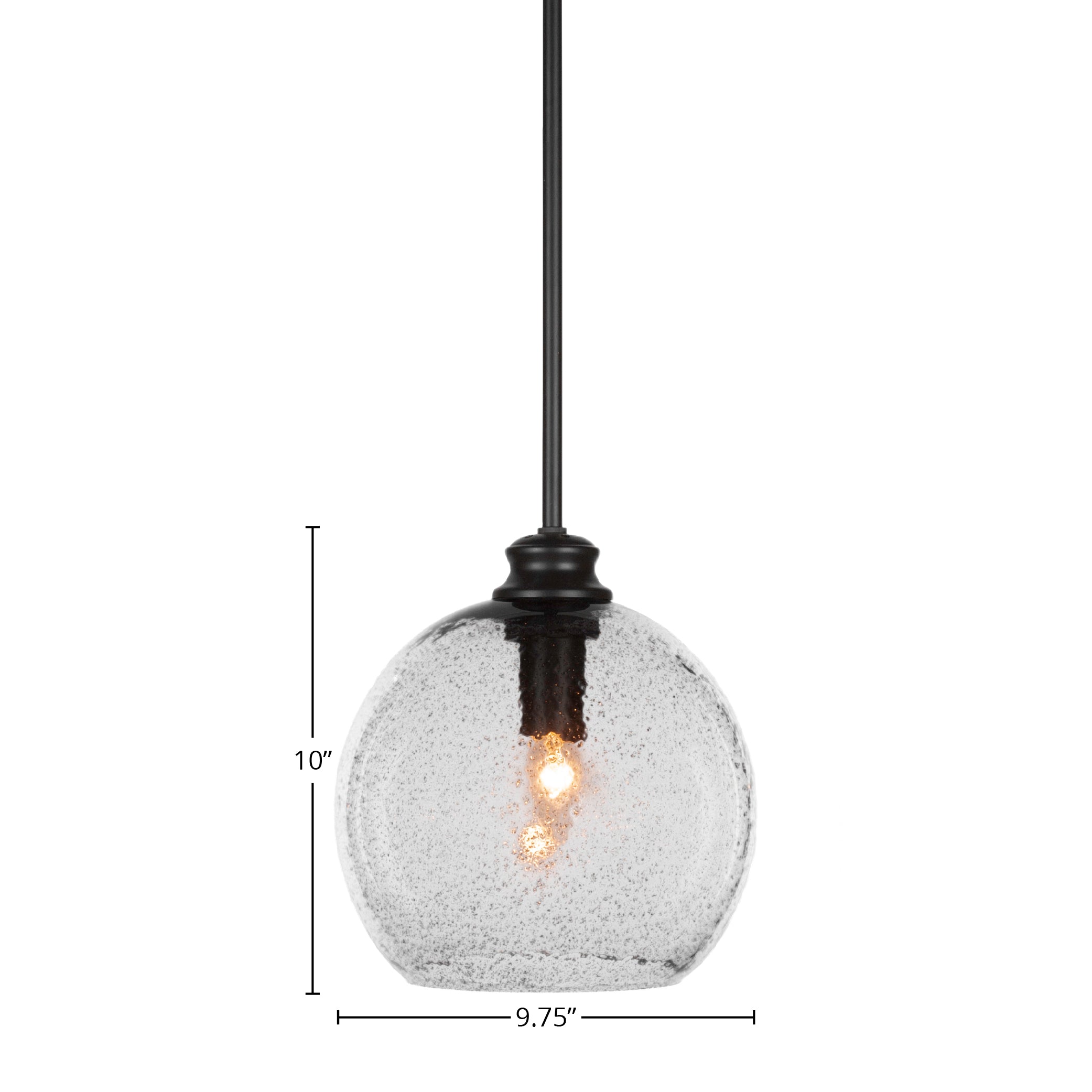 Kimbro One Light Pendant in Matte Black with 9.5" Smoke Bubble Shade