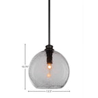 Kimbro One Light Pendant in Matte Black with 11.75" Smoke Bubble Shade