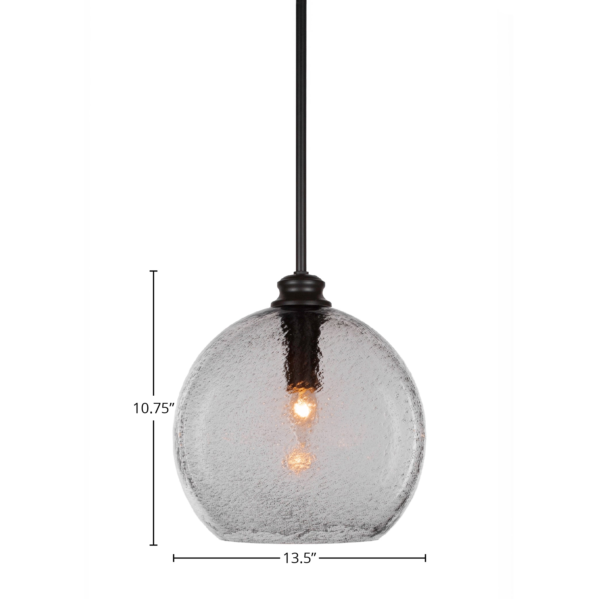 Kimbro One Light Pendant in Matte Black with 11.75" Smoke Bubble Shade