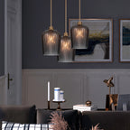 Cordova One Light Pendant in New Age Brass with 9" Smoke Textured Shade
