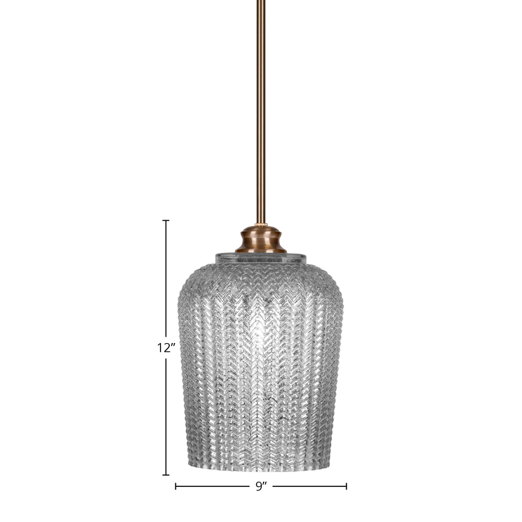 Cordova One Light Pendant in New Age Brass with 9" Silver Textured Shade
