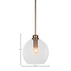 Kimbro One Light Pendant in New Age Brass with 9.5" Clear Bubble Shade