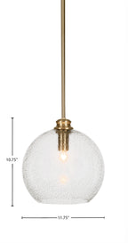 Kimbro One Light Pendant in New Age Brass with 11.75" Smoke Bubble Shade