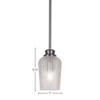Cordova One Light Pendant in Brushed Nickel with 5" Clear Textured Shade