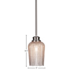 Cordova One Light Pendant in Brushed Nickel with 5" Silver Textured Shade