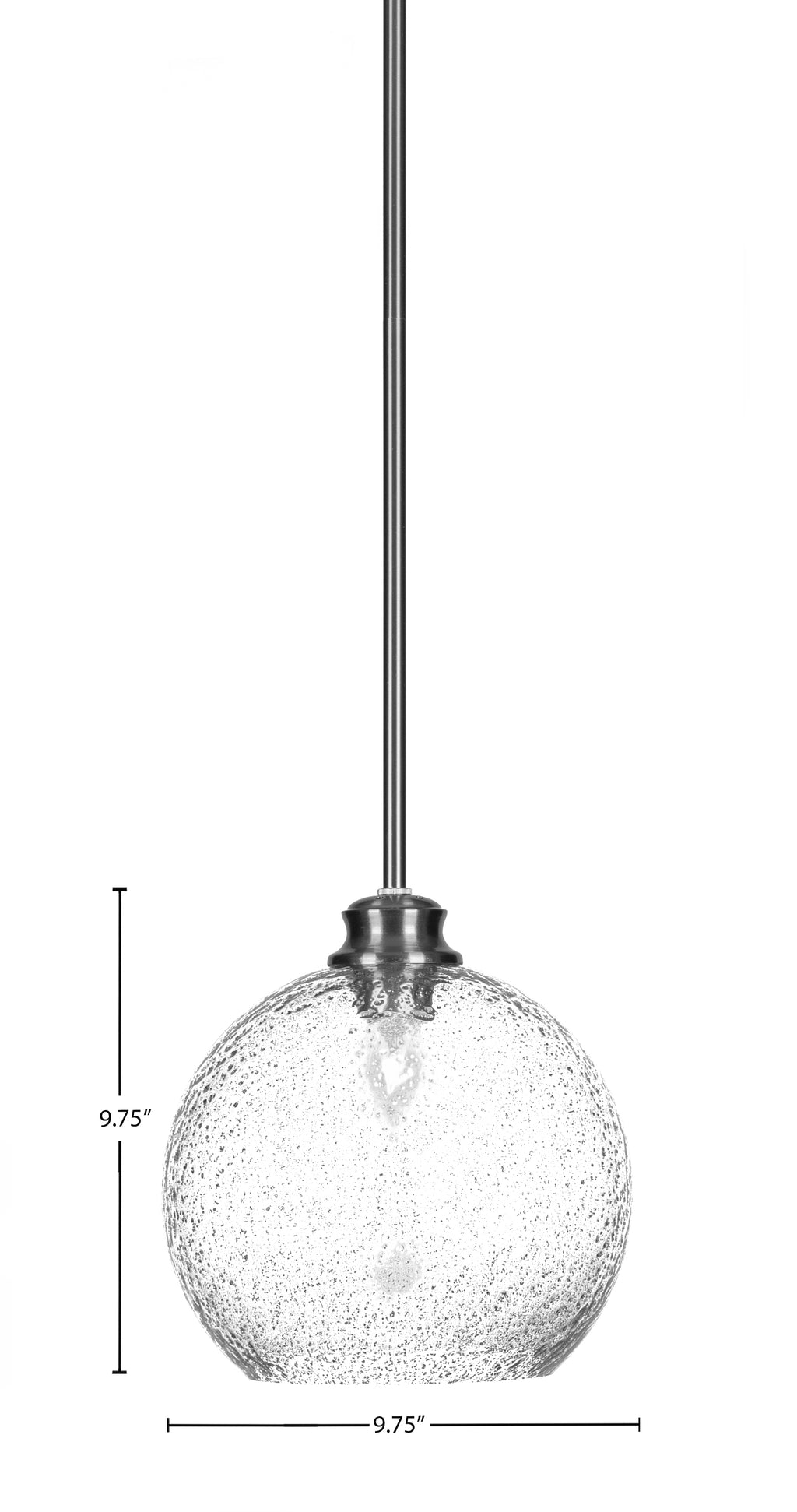 Kimbro One Light Pendant in Brushed Nickel with 9.5" Smoke Bubble Shade