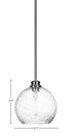 Kimbro One Light Pendant in Brushed Nickel with 9.5" Smoke Bubble Shade