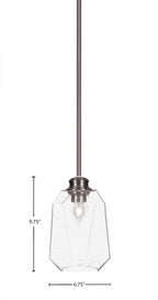 Rocklin One Light Pendant in Brushed Nickel with 6.25" Clear Bubble Shade