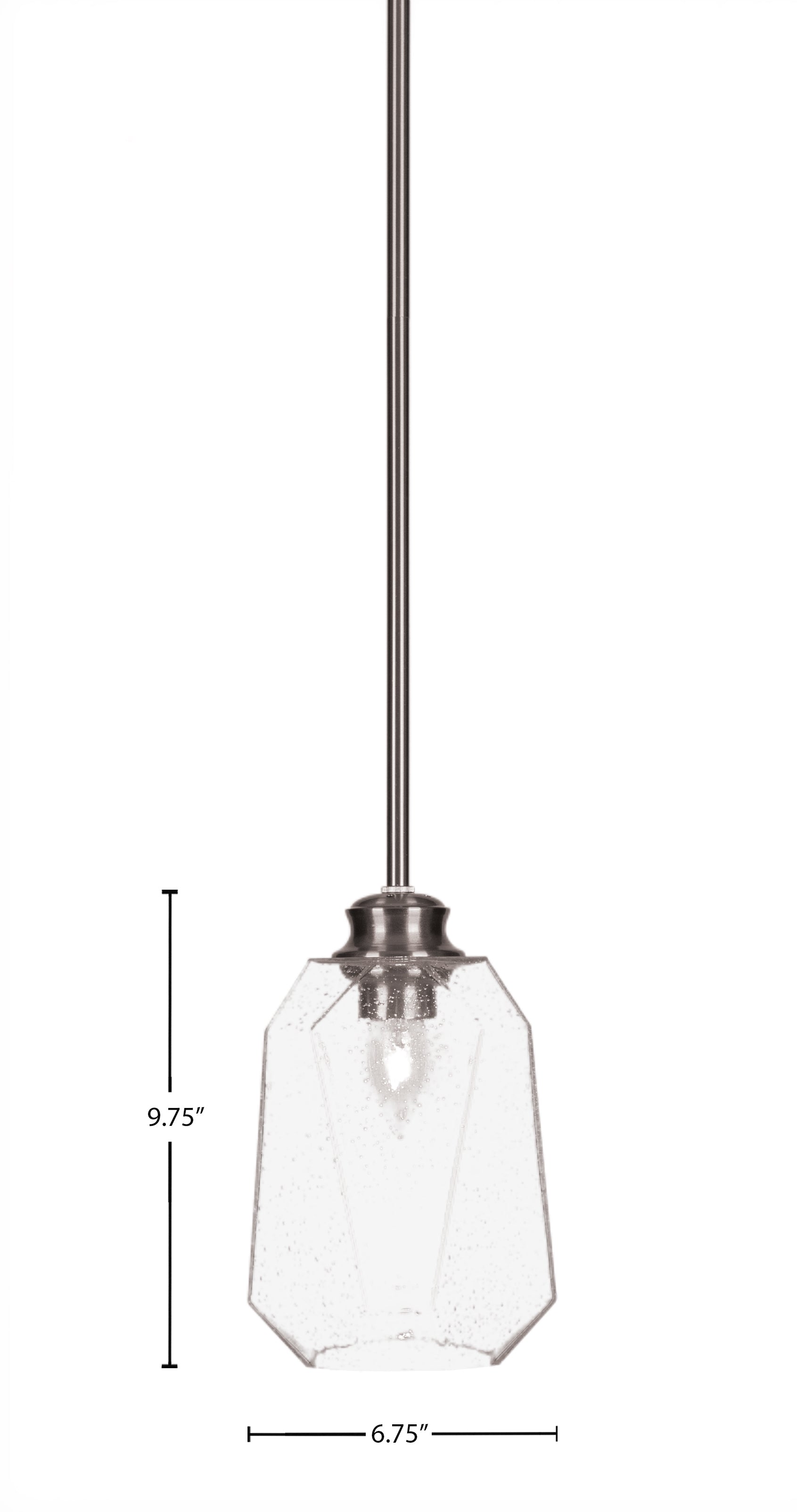 Rocklin One Light Pendant in Brushed Nickel with 6.25" Clear Bubble Shade